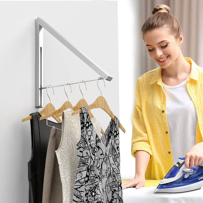 Anjuer Valet Hook Drying Rack Clothes Hanger Folding Coat Racks Aluminum Home Storage Organiser Space Savers 2 Packs - Image 2